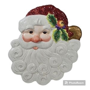 FITZ AND FLOYD SANTA PLATE ESSENTIAL CHRISTMAS HOLIDAY CANAPE  9.75" APPETIZER